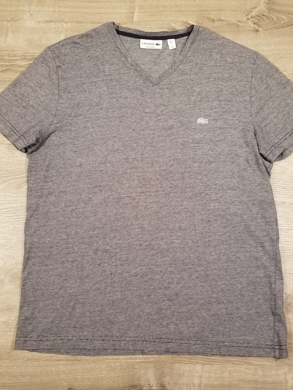 Lacoste Regular Fit V-Neck T Shirt Mens Size XL Gray Casual Preppy Cotton